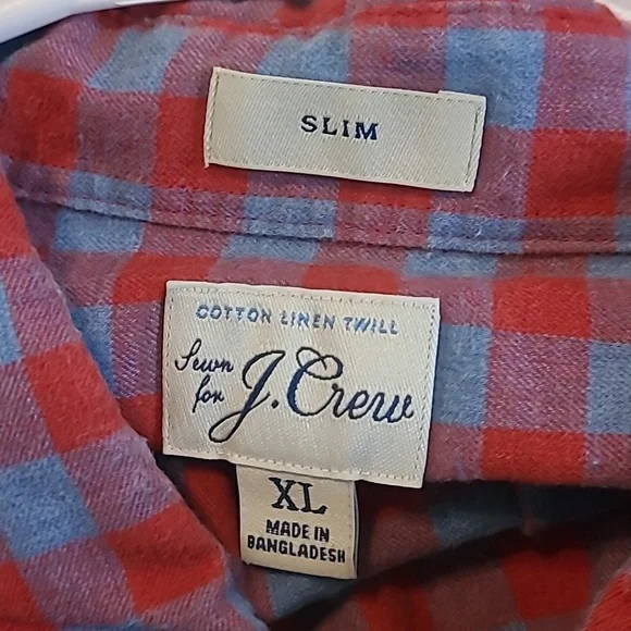 j.crew Men's Red and Blue Checkered Shirt - Picture 8 of 8